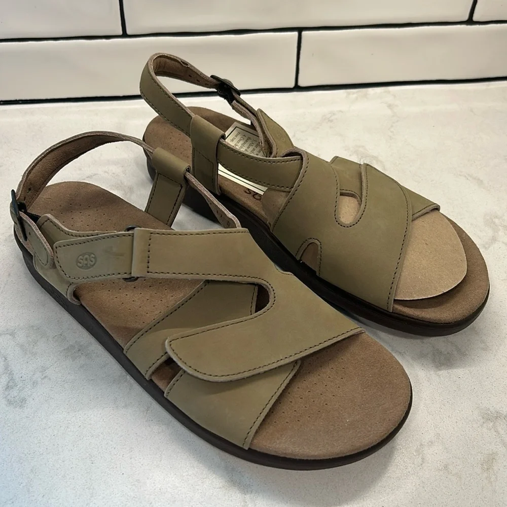 SAS Huggy - All Day Sandal Taupe Leather Women’s Size 11 N